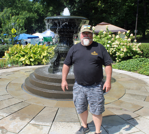 Posing at the Lennon Fountain in Irish Garden